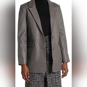 WALTER BAKER Kiki Single Breasted Leather Blazer Jacket Gray Size S Org $698